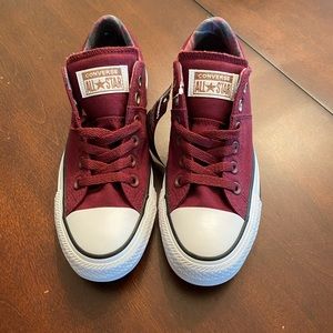 Maroon converse all-star tennis shoes
